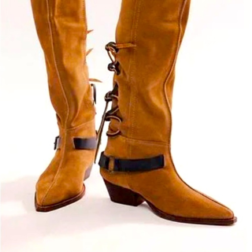 Women's Black Back-Lace Sway Low Slouchy Suede Boots